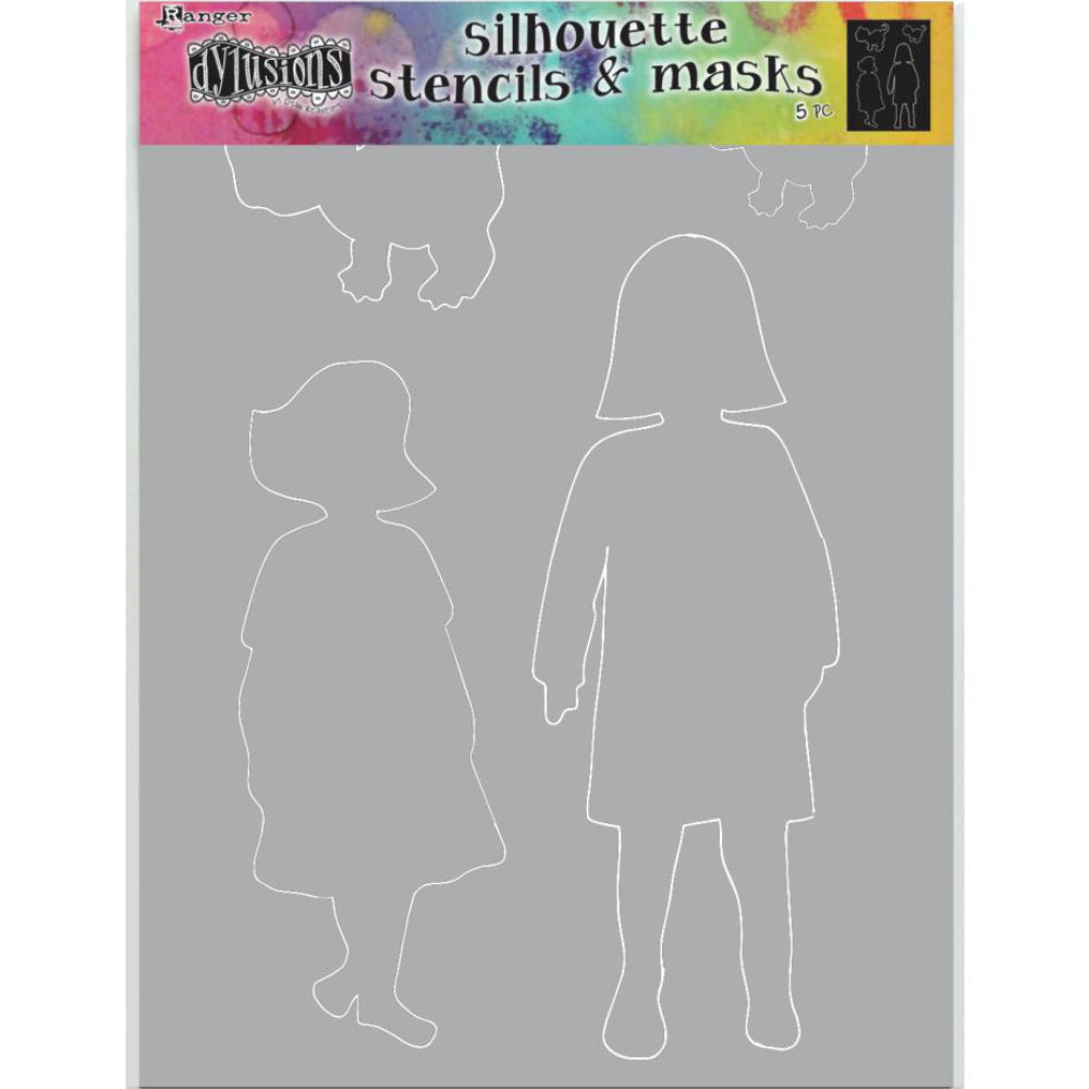 Dylusions by Dyan Reaveley - Stencil - Large 9x12 - Edith - Silhouettes with Masks