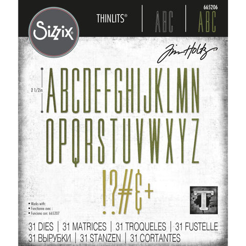Tim Holtz Thinlits Die Cutting Set by Sizzix - Alphanumeric Stretch Upper