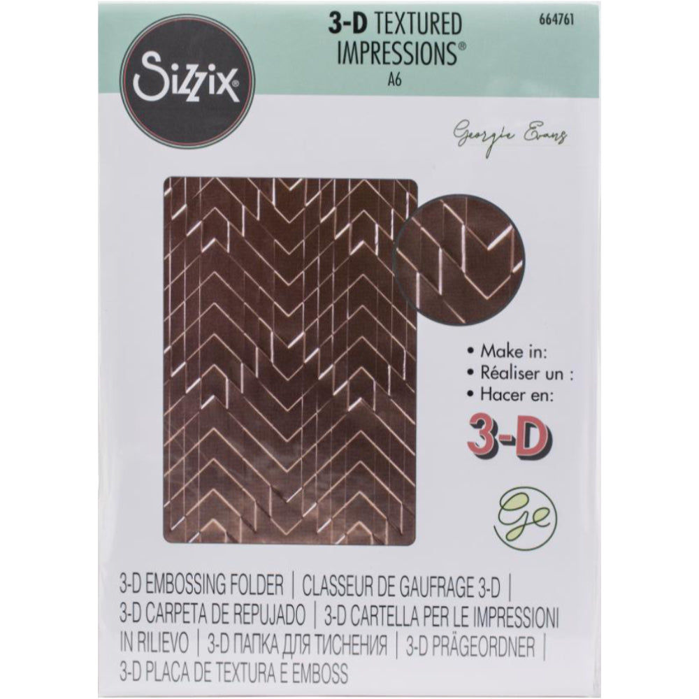 Sizzix - Textured Impressions - 3D Embossing Folder - Staggered Chevrons