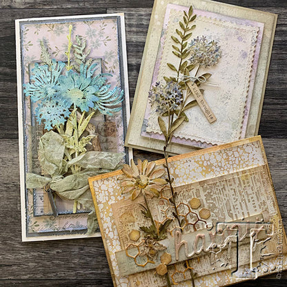 samples by the Tim Holtz Design Team using Wildflower Stems (no.2) Sizzix Die Cutting Templates