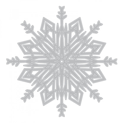 image showing the design of Sizzix Tim Holtz Flurry 4 - die cutting template - Flurry no. 4 - Thinlits ... by Tim Holtz and Sizzix die cutting templates (no.663115) are thin and strong metal templates used to cut, emboss and stencil. Add these large beautifully detailed and intricate snowflakes to your artwork, cards, journaling pages, mixed media masterpieces and any other craft projects. This snowflake flurry is approx 3.5" x 3.5" in size.