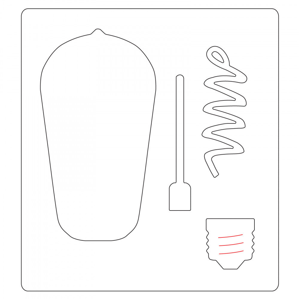 template overview of the Filament ... Bigz Steel Rule Die Cutting Template by Tim Holtz and Sizzix (no.664183). This die cutting template will cut out an old fashioned light bulb or lamp along with all its pieces... the curly wire, centre post and thing that you use to screw it into a light fitting.