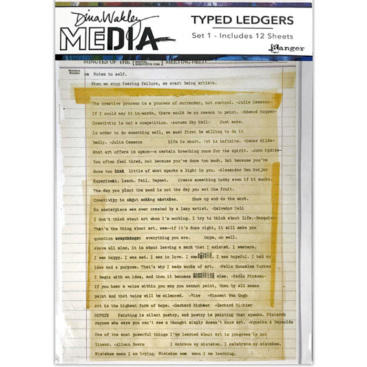 Typed Ledgers - Set 1 ... Collage Paper by Dina Wakley Media and Ranger - 12 sheets, various sizes up to 8.5" x 11 1/2" in size.