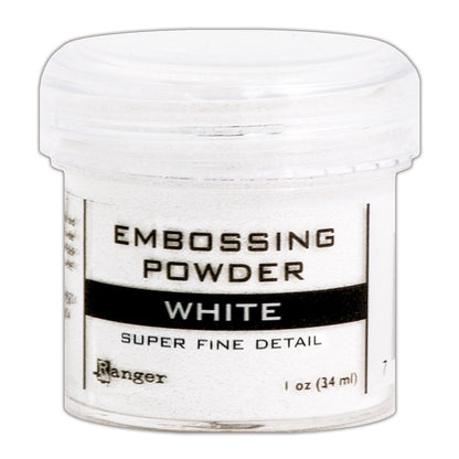 Ranger Embossing Powder in opaque white for creating super fine detail - Add colour, dimension, and texture to paper craft, mixed media and hand lettering projects with Ranger heat activated Embossing Powder. Embossing powder once melted with a heat tool, creates a smooth dimensional permanent finish on cardstock, scrapbook paper, TH Etcetera artboards, embellished canvas shoes and other arty projects.