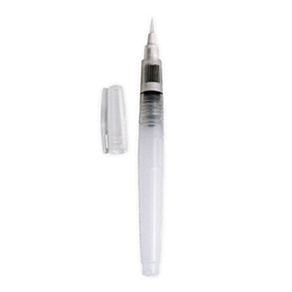 Tim Holtz WaterBrush - Detailer (small round tip) - 1 (one) empty paintbrush with refillable chamber that does not leak. Fine flexible detailer brush tip. The Tim Holtz Water Brush with Detailer Tip refillable paintbrush is an essential tool for everyone including painters, watercolourists, artists, journalers, calligraphers, illustrators, colourists and paper crafters. T