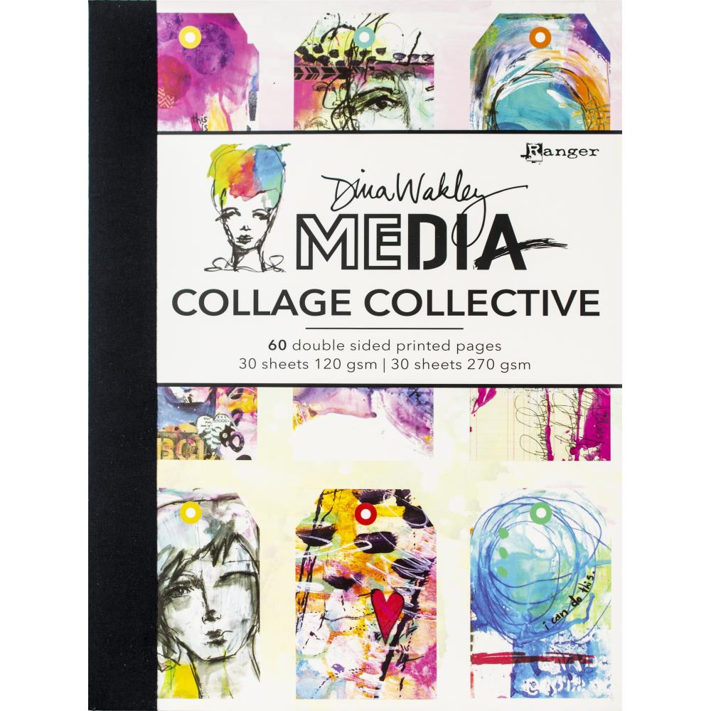 Collage Collective (edition no.1) ... by Dina Wakley MEdia. Book of 60 (sixty) double sided pages of printed artwork by Dina Wakley - for mixed media, painting, scrapbooking, journaling, all kinds of papercrafts.