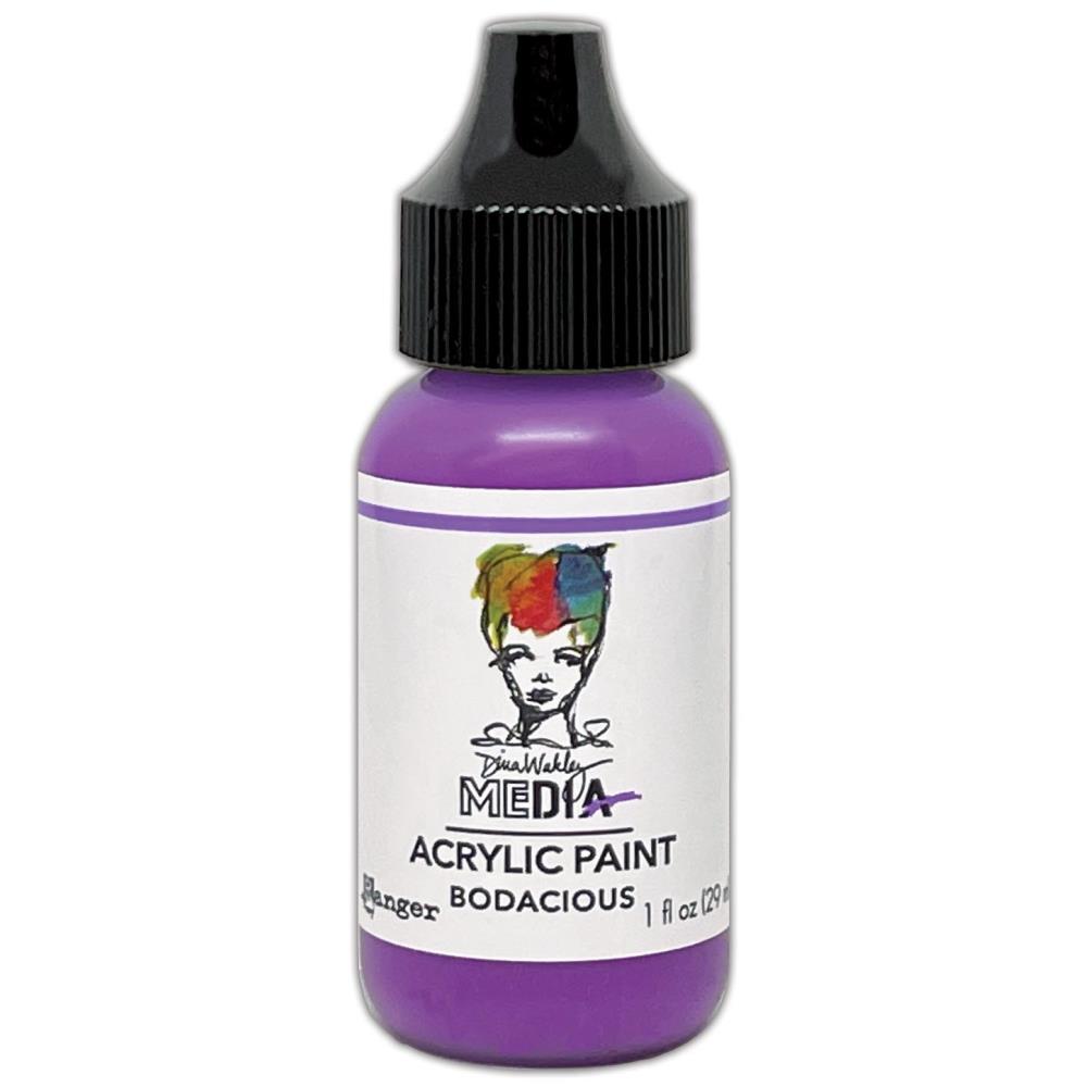 Acrylic Paint - Choose any 1 (one) colour ... by Dina Wakley MEdia and Ranger Ink. Each bottle holds 1 fl oz (29ml) of thick buttery acrylic paint and has a fine tipped nozzle. Over 30 beautiful versatile colours, scroll down to see them all. Photo of Bodacious, ultra bright purple