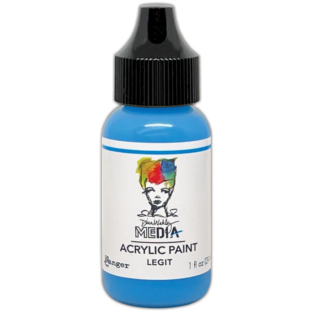 Acrylic Paint - Choose any 1 (one) colour ... by Dina Wakley MEdia and Ranger Ink. Each bottle holds 1 fl oz (29ml) of thick buttery acrylic paint and has a fine tipped nozzle. Over 30 beautiful versatile colours, scroll down to see them all. Photo of Legit, ultra bright blue
