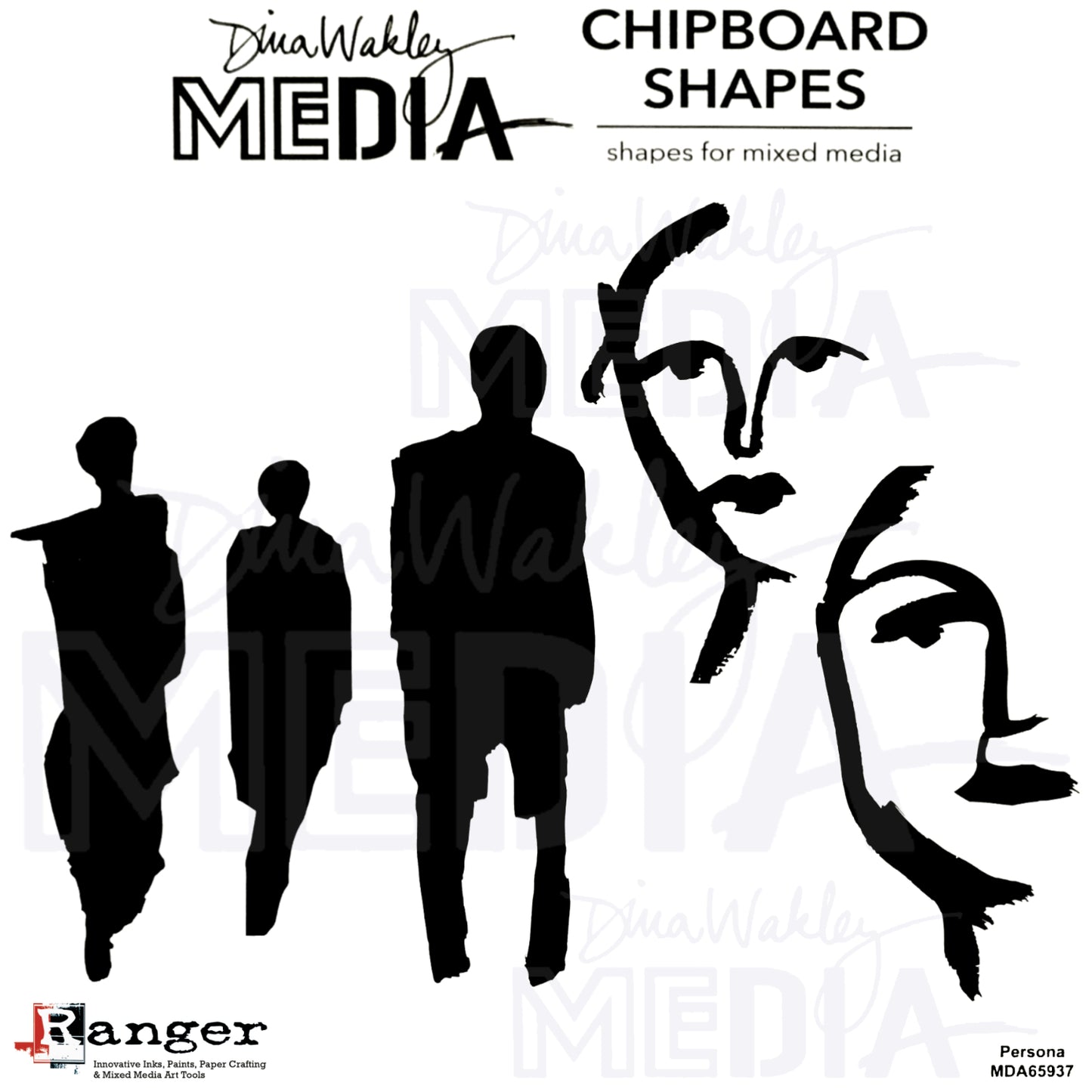 Persona - Chipboard Shapes by Dina Wakley Media ... 5 (five) people shapes including 2 faces and 3 standing silhouettes. 1 of each design