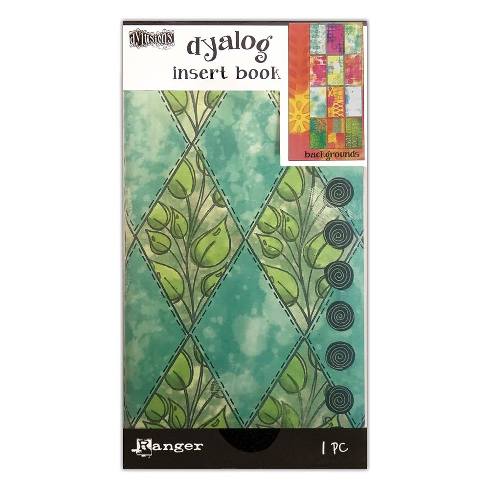 Backgrounds (no.3) - Dylusions Dyalog Insert Book ... this 4.375" x 8.25" book with 24 pages has an inviting cover covered in blues, greens and leafy diamonds. The inner pages are medium weight mixed media paper, printed with a variety of beautiful original background artwork designs to start off your Dylusional adventure. Designed by Dyan Reaveley. The pages are made of high quality, smooth, multicoloured, medium weight mixed media paper