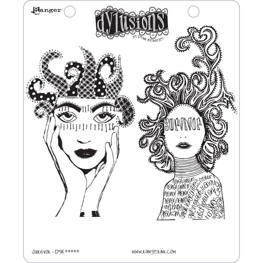 Dylusions cling stamp set - Survivor - 2 portraits by Dyan Reaveley