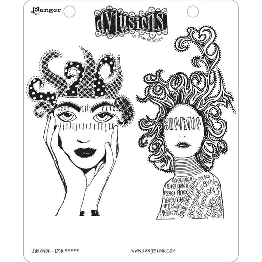Dylusions cling stamp set - Survivor - 2 portraits by Dyan Reaveley