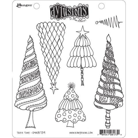 Tree Time ... rubber stamp set - Dylusions by Dyan Reaveley (DYR81739). 6 (six) designs of Christmas and pine trees.