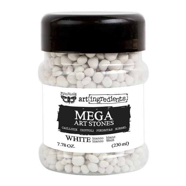Mega Art Stones - White ... Finnabair Art Ingredients by Prima Marketing. Lightweight natural shaped stones for mixed media. 7.77 fl oz (230ml) Jar.
