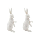 example of the Salvaged Rabbits - Idea-Ology Resin Models by Tim Holtz ... 2 (two) miniature rabbits made of white resin, each 2 3/8" (58mm) tall.   This pair of three dimensional miniature bunnies are perfect models for creating display pieces in the theme of Easter and other hippy hoppy makes.