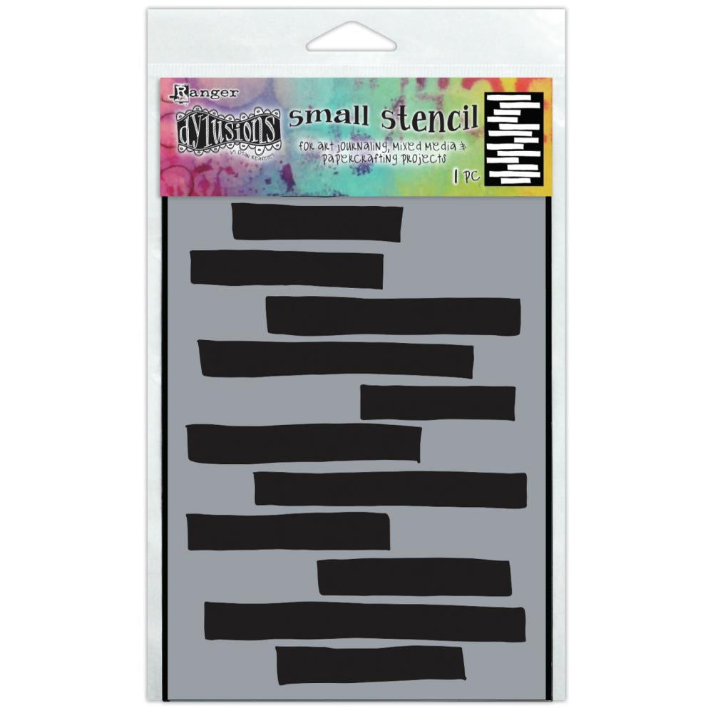 Write Now ... Stencil - Small 5"x8" ... by Dyan Reaveley of Dylusions. Design features wide horizontal rectangles staggered on top of each other down the stencil area to use in mixed media, journaling, planners, memory keeping, papercrafts, visual arts.  Add Dyan's fantastic journaling blocks design to your artwork, backgrounds, borders and everywhere in art journals, greeting cards, ATCs, scrapbook pages, planners, canvas artwork and more.