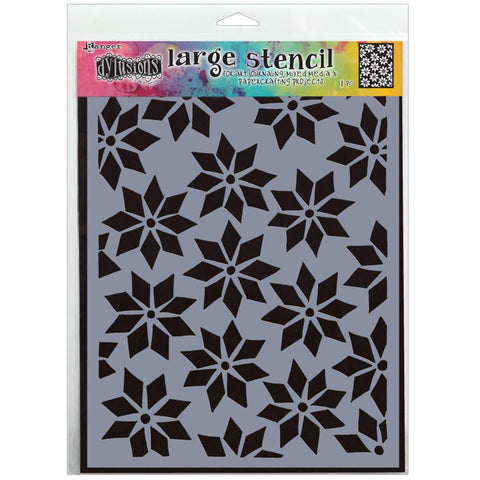 Star Flurry ... Large (9"x12") Stencil - by Dyan Reaveley of Dylusions.   A wonderful design featuring 8-pointed stars or flowers. Add Dyan's stencil pattern to your greeting cards, journal pages, backgrounds, borders, everywhere. Let your imagination be your guide and have fun! 