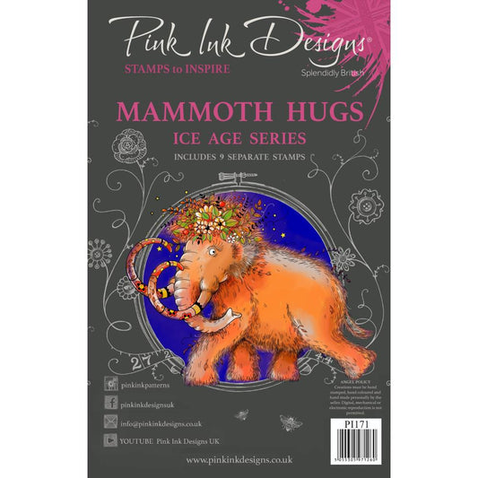 Mammoth Hugs - Clear Stamp Set by Pink Ink Designs ... Set of 9 (nine) clear cling stamps. Ice Age Series, PI171.