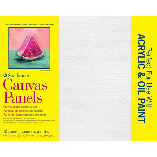 Canvas Panels, White 8x10in - Strathmore ... Ready to use for Mixed Media, Painting and Visual Arts - Triple primed 100% cotton canvas covered artboards.