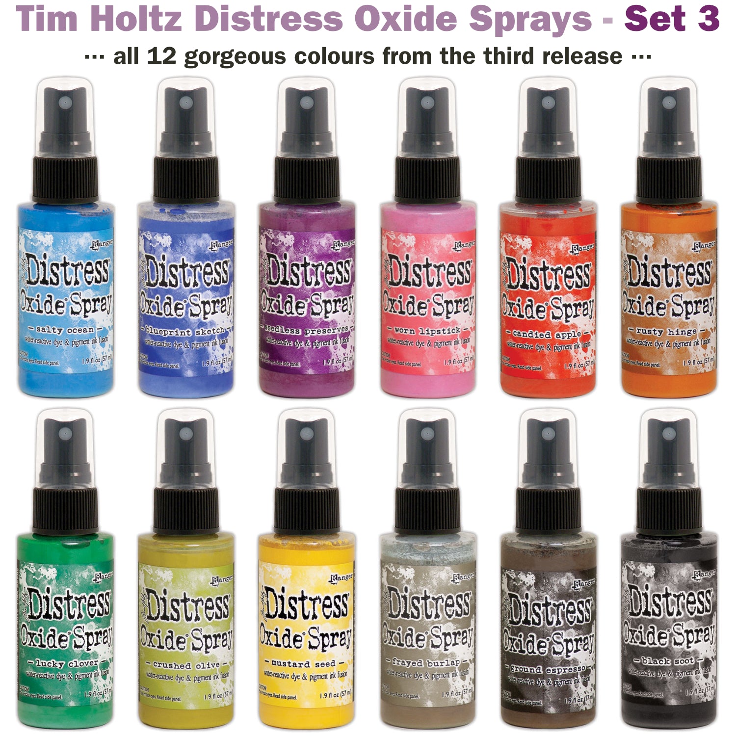 image showing Set 3 of the Distress Oxide Spray from Tim Holtz and Ranger, for sale at Art by Jenny in Australia 