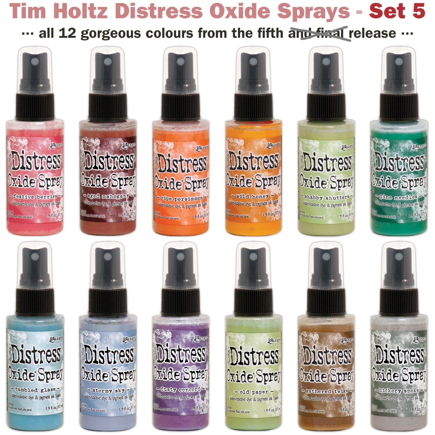 image showing Set 5 of the Distress Oxide Spray from Tim Holtz and Ranger, for sale at Art by Jenny in Australia