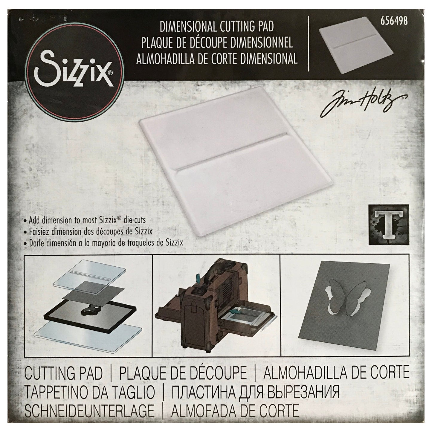Dimensional Cutting Pad, 6 1/8" x 6 1/8" ... by Tim Holtz and Sizzix. Imagine making wings, leaves and petals lift off the page! Using Tim Holtz Dimensional Cutting Pad by Sizzix, you can easily and quickly add dimension to almost any die cutting shape (eg, Thinlits, Framelits). Imagine butterflies with wings lifting off the card using your die cutting machine.