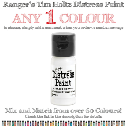 cover image for Tim Holtz Distress Paint by Ranger available at Art by Jenny online in Australia. The Tim Holtz Distress paints are unique all-surface mixed media acrylic paints that behaves like watercolours and gouache paints while wet, then once dry, are permanent on most surfaces including metal, glass, plastic, fabrics, stone, paper and more. Its a fantastic paint for colouring embellishments, making backgrounds and adding splash of colour to your crafts.