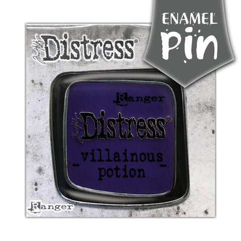 Tim Holtz Distress Enamel Pin - Villainous Potion (dark beautifully deep purple) ... 1 (one) enamel and metal brooch, badge or pin that is square with rounded corners, just like a retro styled Distress Ink Pad.