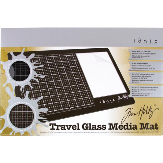 the Tim Holtz Travel Sized Glass Media Mat by Tonic Studio