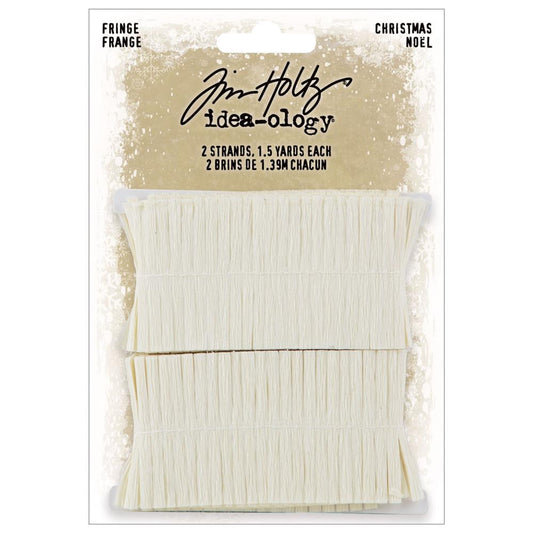 Fringe - Crepe Paper, Creamy White ... by Tim Holtz Idea-Ology - antique white crepe paper fringing for mixed media, assemblage projects, off-the-page marvels and party decor. 2 (two) lengths, each 4cm wide x 75cm long - totalling 1.5 yards (1.39 metres).
