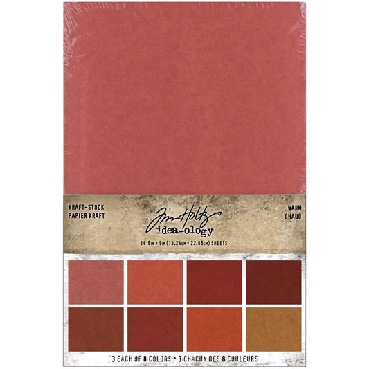 Tim Holtz Idea-Ology Surfaces - Kraft Stock 6x9 - Warm - 24 Sheets of Pinks and Reds Cardstock
