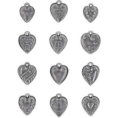 example showing Tim Holtz Idea-Ology - Hearts Silver Coloured Metal Adornments