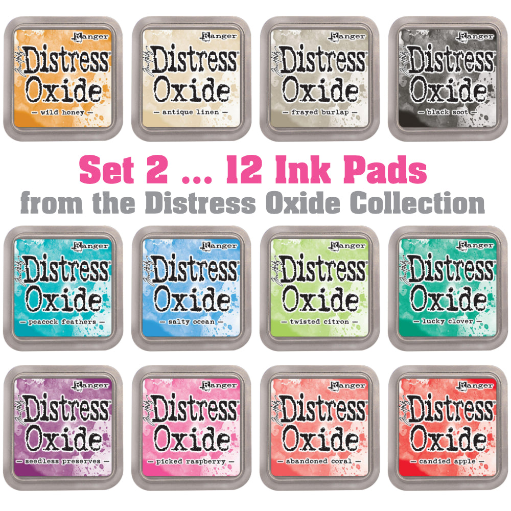 image showing the colours of Set 2 of Distress Oxide Ink Pad from Tim Holtz and Ranger, for sale at Art by Jenny in Australia