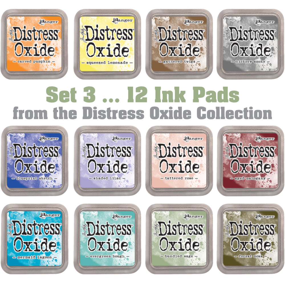 image showing the colours of Set 3 of Distress Oxide Ink Pad from Tim Holtz and Ranger, for sale at Art by Jenny in Australia