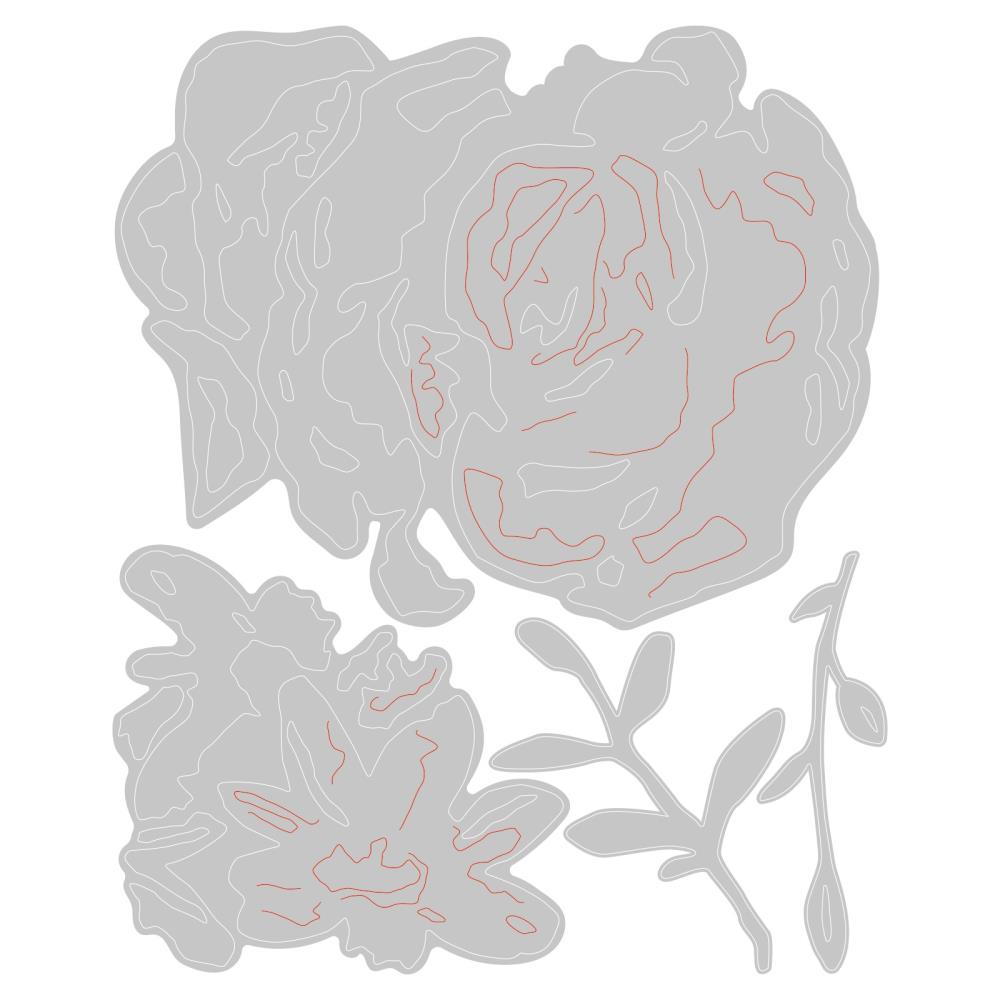 Brushstroke Flowers (no.4, the Rose) ... Thinlits - Die Cutting Templates by Tim Holtz and Sizzix (no. 665849). 4 (four) templates.