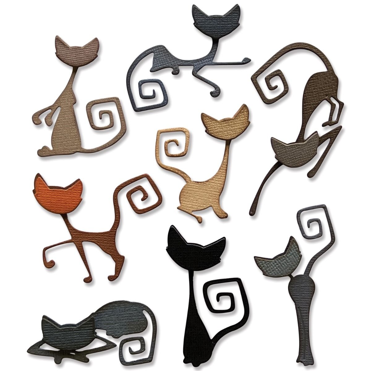 Mischievous Cats ... Thinlits Die Cutting Templates by Tim Holtz and Sizzix (no. 665996). 8 (eight) purrfectly fabulous felines.