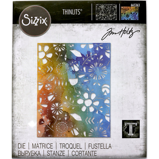 Folk Flowers ... Thinlits Die Cutting Templates by Tim Holtz, made by Sizzix (no.665363). What a beautiful background of stylized flowers and leaves, to use in your art, whether be for the background of other features, a cover of a book with dimension or the start of something bigger! Use for greeting cards, tags, off the page creations, add layers to cards, scrapbook pages, journaling.