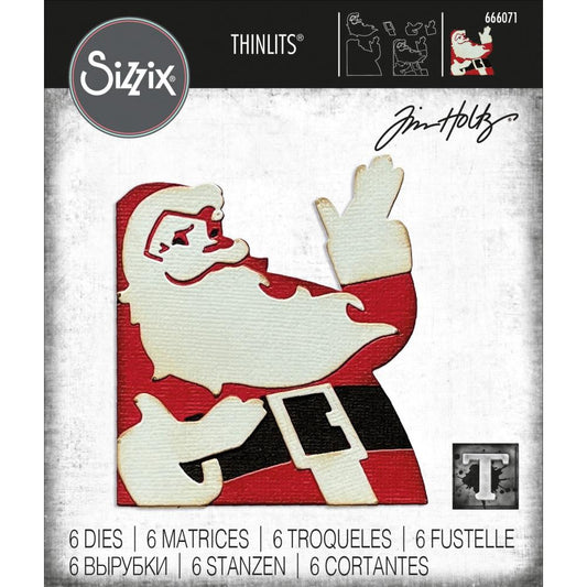 Retro Santa - Sizzix Thinlits die cutting templates by Tim Holtz. A wonderful vintage design of Father Christmas or Santa Claus (no.666071).