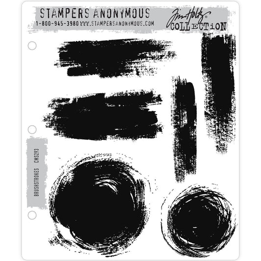 Tim Holtz cling rubber stamps called Brushstrokes cms293 by Stampers Anonymous for sale at Art by Jenny in Australia. Create backgrounds or add texture to your artwork and cards using these 6 shapes in the style of drybrushing brush strokes - rectangles and circles of various sizes.