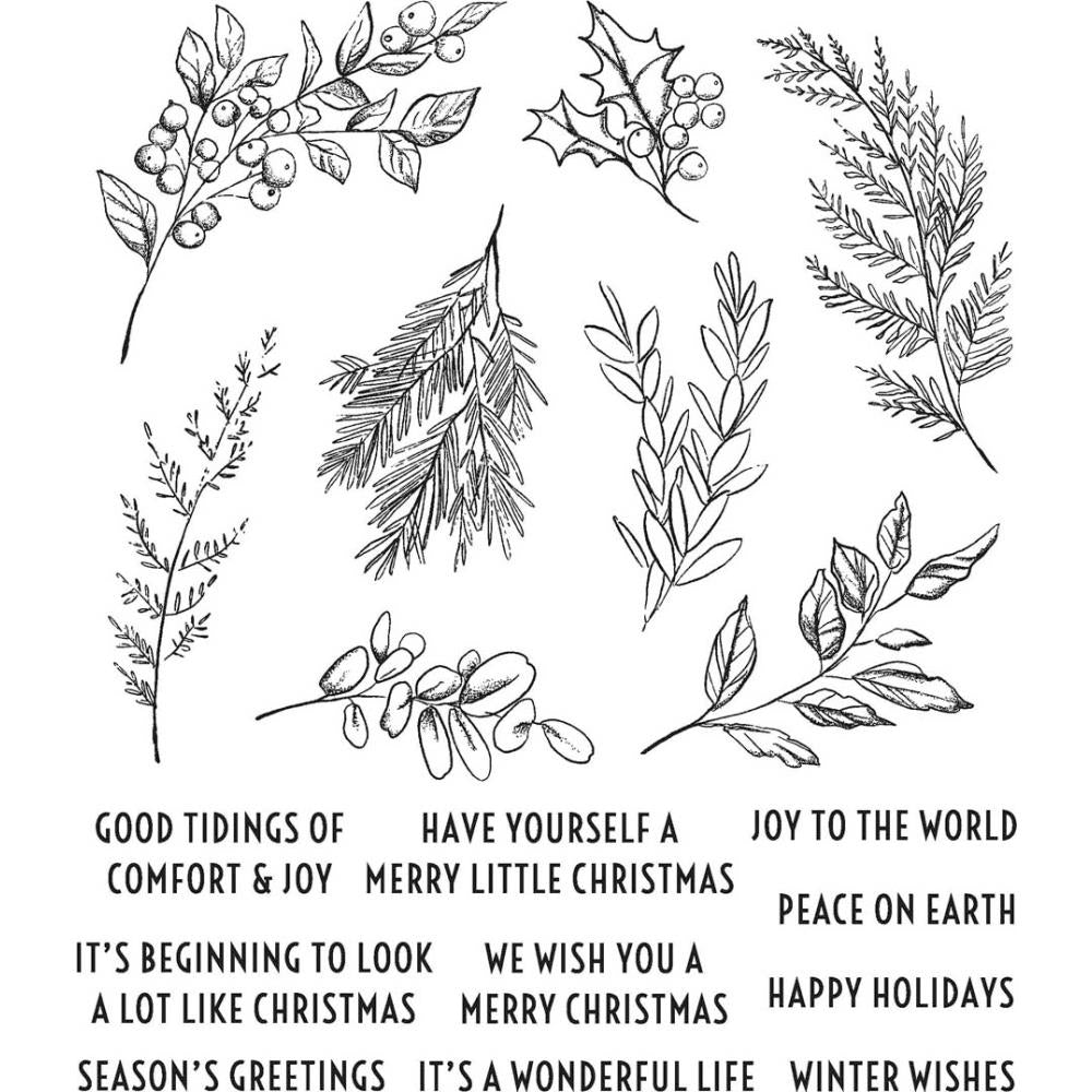 Sketch Greenery - Tim Holtz Cling Rubber Stamps for Christmas 2020 at Art by Jenny