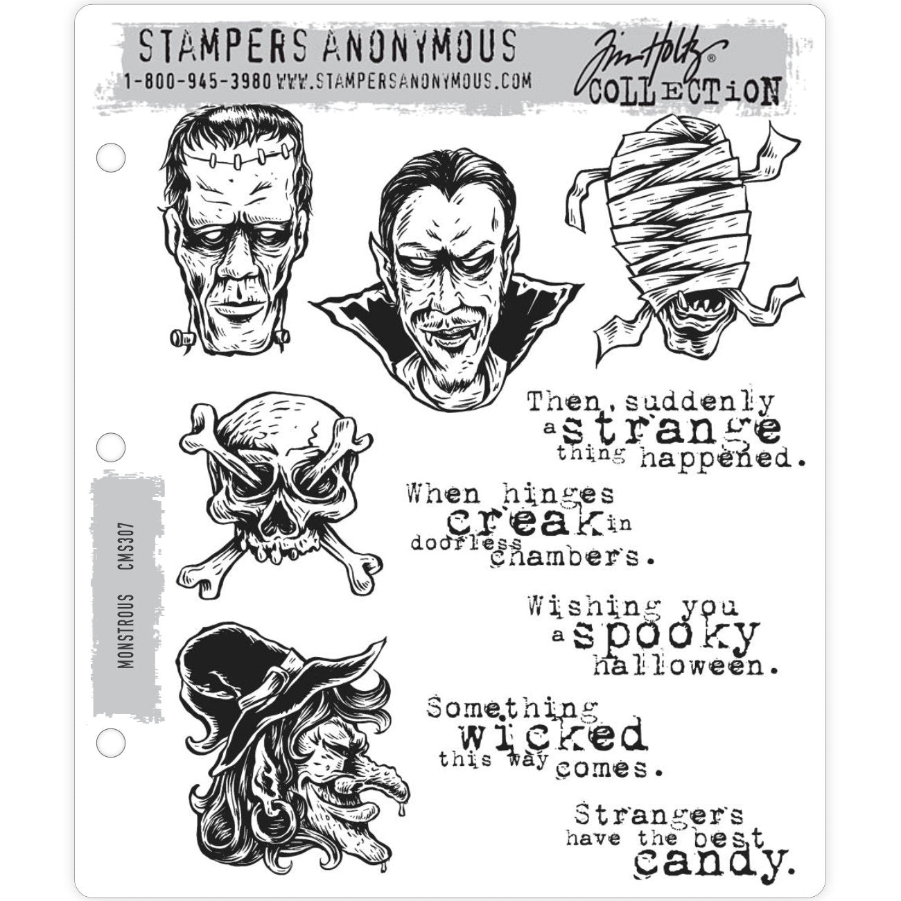Monstrous ... red rubbler Cling foam backed Stamps by Tim Holtz - 5 (five) characters and 5 (five) spooky sayings. Made by Stampers Anonymous (cms307). Add a bit of wicked humour with these characters who are trying hard to look creepy, but are pretty adorable when you add an Action Wobble (sold separately) behind their head. Who can be scared when a bobblehead is wobbling at you? lol :) These are fantastic for mixed media, ATCs, cardmaking, spooky greetings for Halloween, and any other craft pr