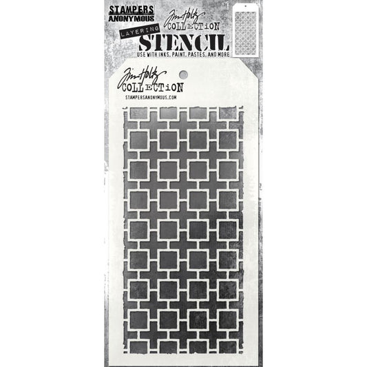 Linked Squares - Layering Stencil by Tim Holtz ... approx 4" x 8 1/2" in size. (THS157).