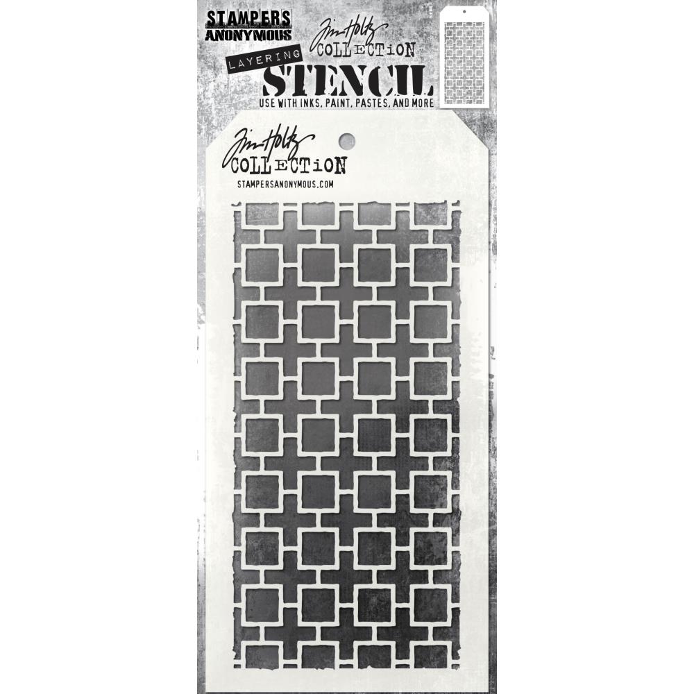 Linked Squares - Layering Stencil by Tim Holtz ... approx 4" x 8 1/2" in size. (THS157).