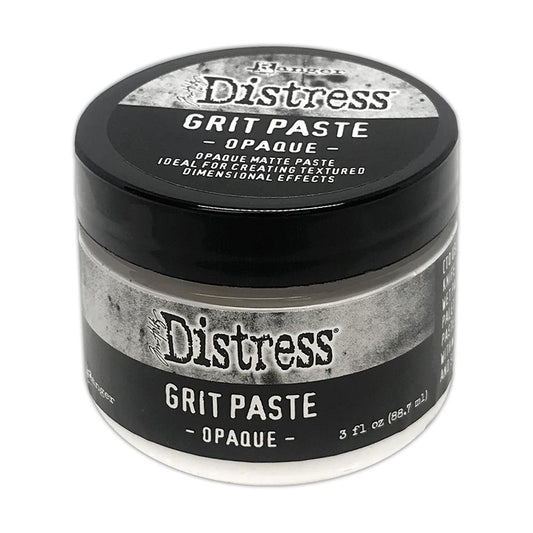 Grit Paste, Opaque - Tim Holtz Distress effects for mixed media and visual arts, in a 3 fl oz (88.7ml) jar. Made by Ranger.  Tim Holtz Distress Grit Paste in Opaque - is a dimensional texturised (gritty, sandy) medium designed for mixed media.