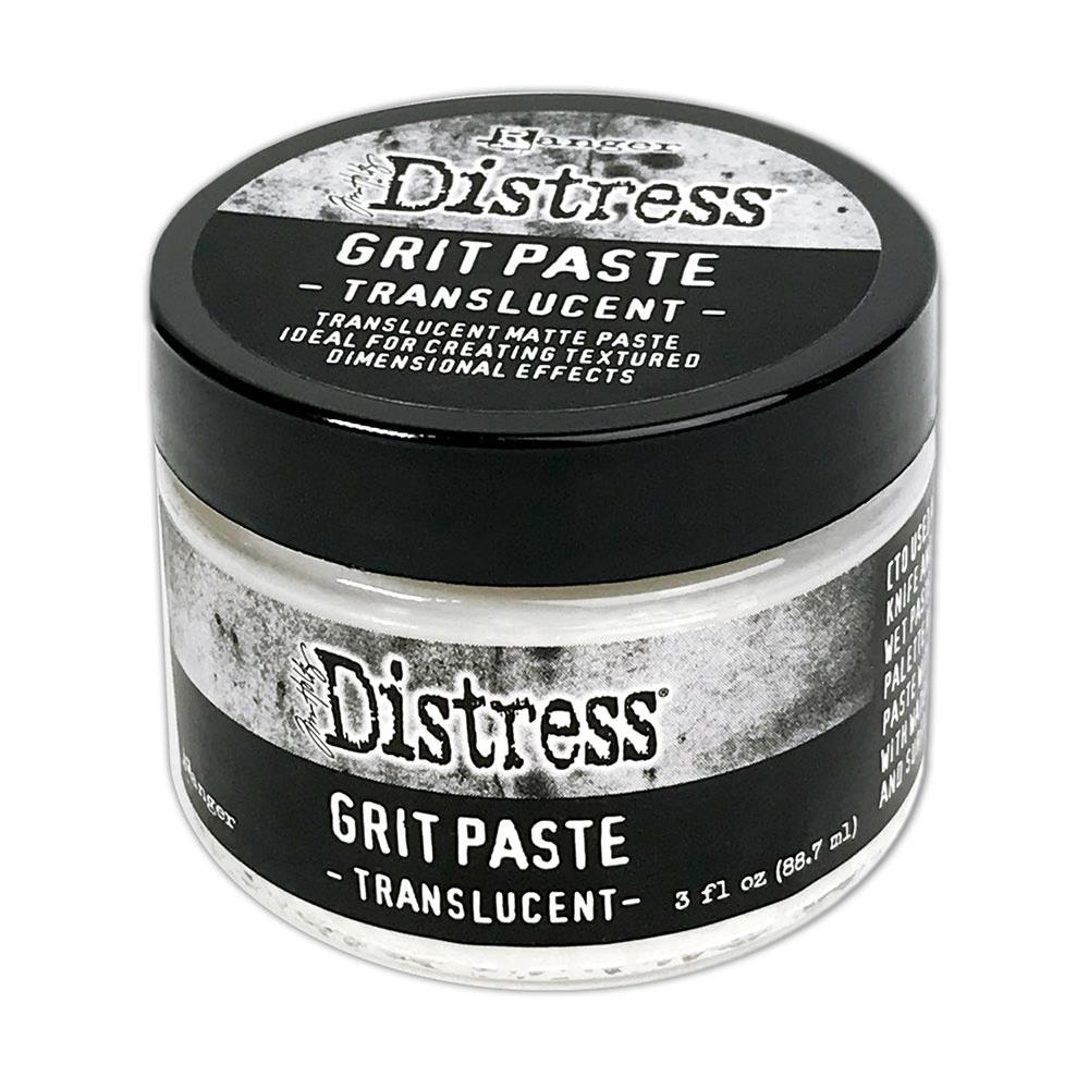 Grit Paste, Translucent - Tim Holtz Distress effects for mixed media and visual arts, in a 3 fl oz (88.7ml) jar. Made by Ranger.  Tim Holtz Distress Grit Paste in Translucent - is a dimensional texturised (gritty, sandy) medium designed for mixed media. It will dry on a variety of visual arts surfaces, both porous and non-porous.