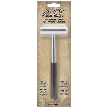 Tiny Texture Hammer ... Idea-Ology Tool by Tim Holtz ... small useful mixed media tool to use for hammering and distressing for papercrafts, handicrafts, woodworking, mixed media and visual arts creativity. 1 (one) small dual ended hammer made of metal with softgrip handle (tbc), 5 3/4" long and 2 1/26" wide. TH94324