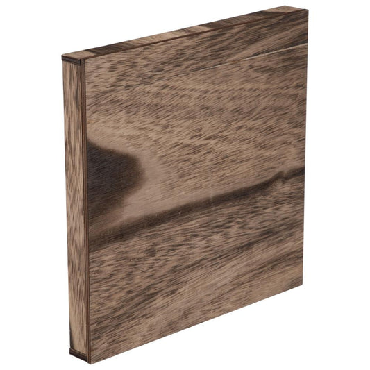 Vignette Display Tray - Square 9"x9" ... by Tim Holtz Idea-Ology. Wooden, shallow open-top box or tray to use for home decor, gifts, creative frames or mixed media projects. 1 (one) tray 9" x 9" x 1" deep.  Wooden Vignette Boxes are ideal for creating gifts, assemblage, displays, frames, dimensional collage and mixed media projects. , photo of the back of the tray, angled view showing depth of the sides.