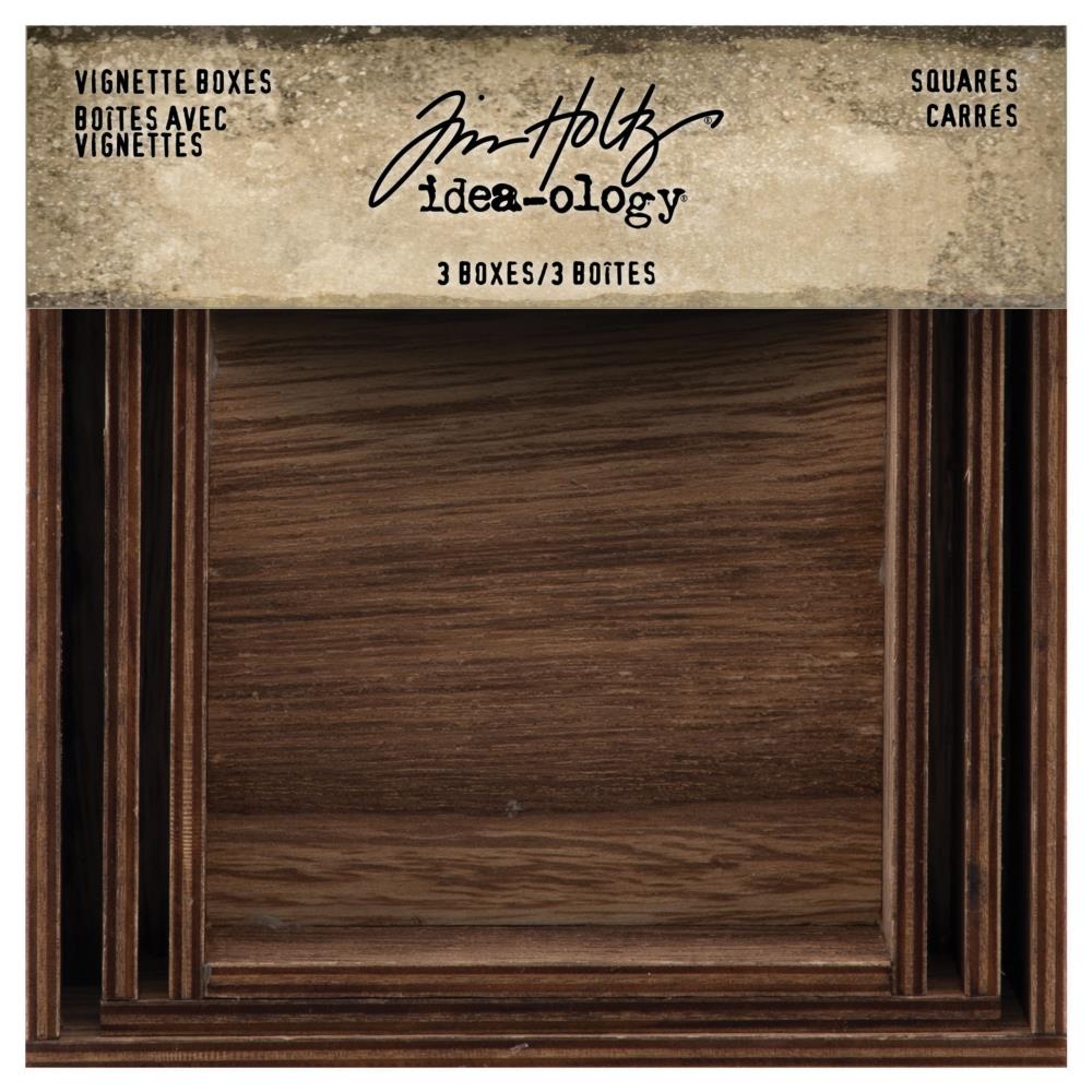Vignette Box Trays, Squares, 3 sizes - Tim Holtz Idea-Ology Frames and Bases for Papercrafts and Visual Arts