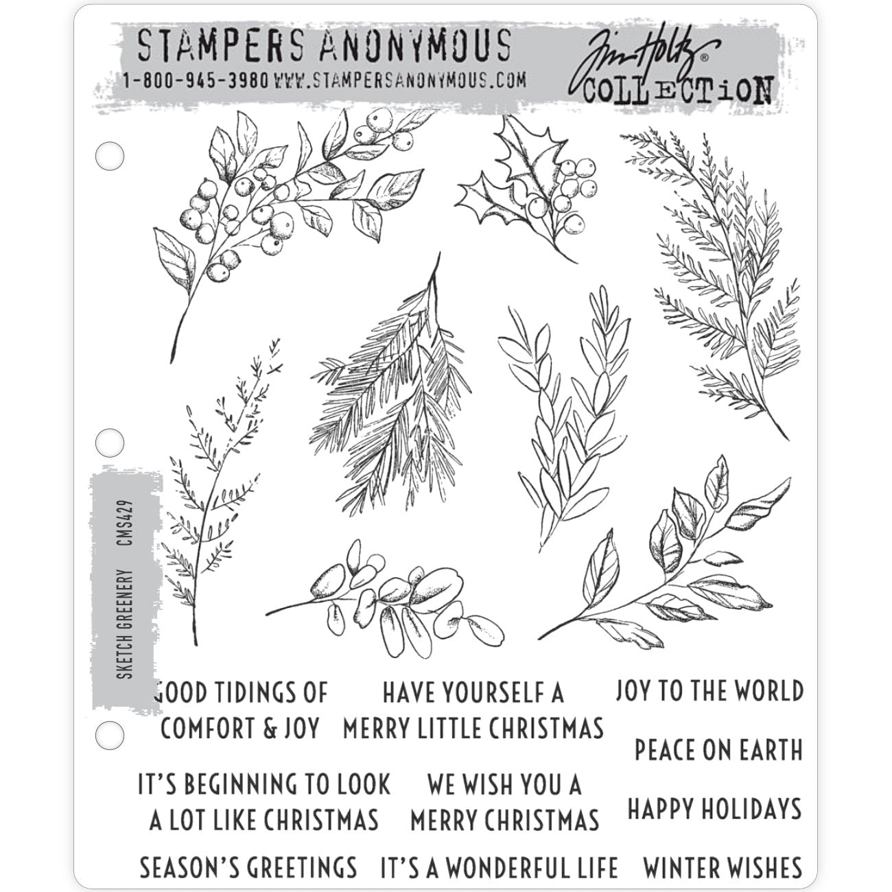 Tim Holtz Cling Stamps - Sketch Greenery