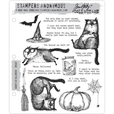 Tim Holtz Cling Stamps - Snarky Cat Halloween